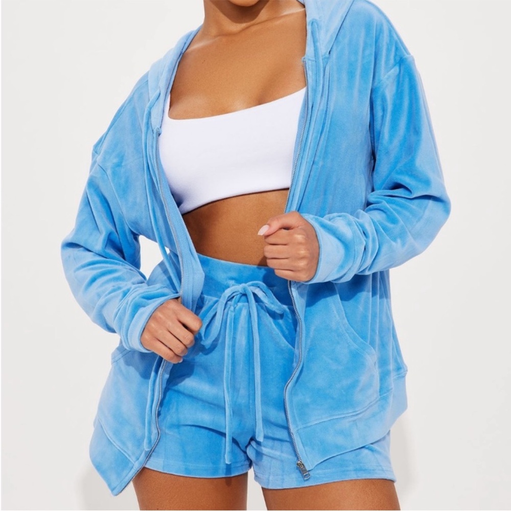 Fashion Nova Little Miss Comfy Velour Short Set